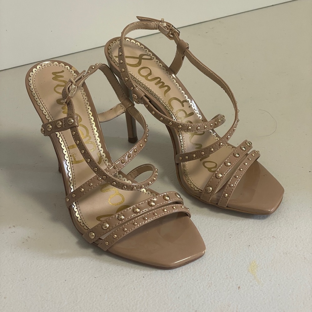 Sam Edelman Women's Lennox Heeled Sandal, 5.5M Nude Rose Patent